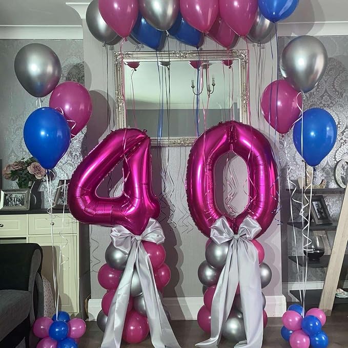 Hot Pink 50 Number Balloons, 40 Inch Giant Number 50 Balloons Foil Mylar Helium - Image 6