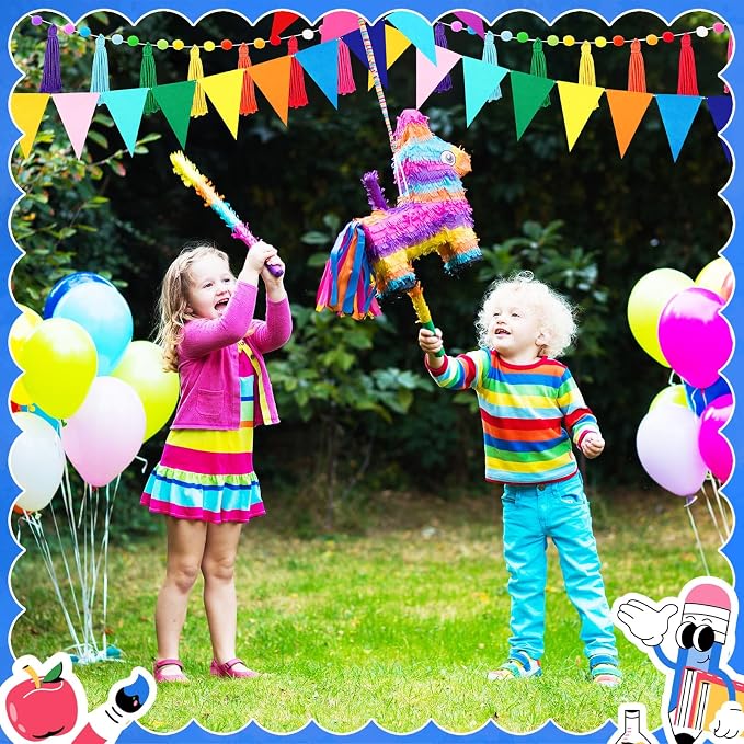 Jansun 4Pack 26.3ft Rainbow Tassel Pom Pom Garland Felt Bunting Banner | - Image 6