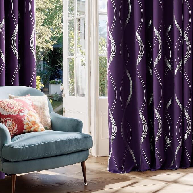 NICETOWN Royal Purple Blackout Curtains 84 inch Long - Image 3