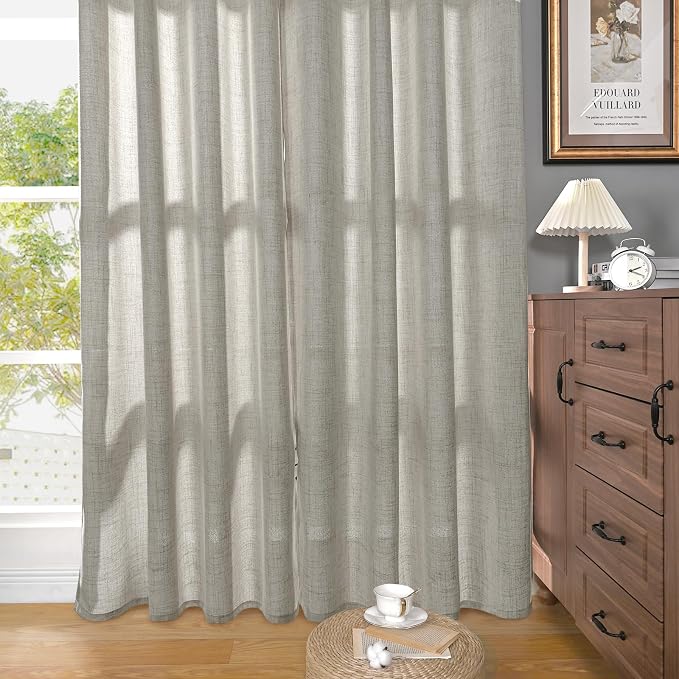 YoungsTex Linen Curtains for Living Room 52 X 80 Inch Length, Light Filtering - Image 8
