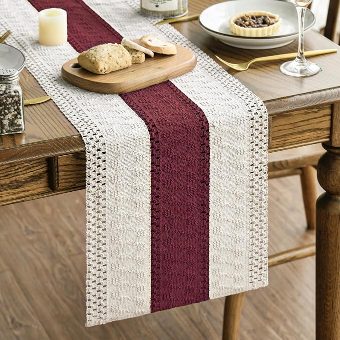 Artoid Mode Red Farmhouse Rustic Christmas Table Runner 12x90 Inch | Seasonal by ArtoidMode