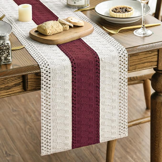 Artoid Mode Red Farmhouse Rustic Christmas Table Runner 12x36 Inch | Seasonal by ArtoidMode