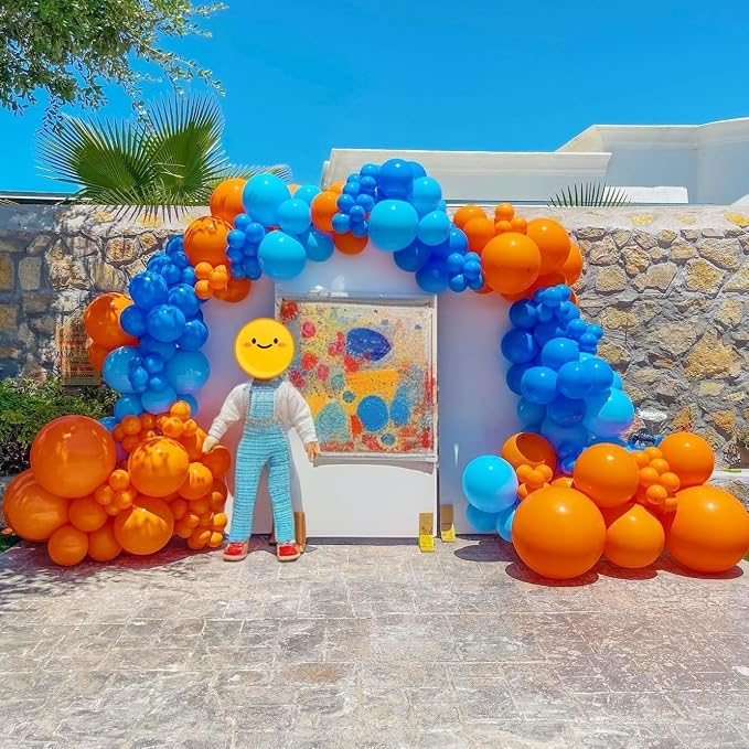 Dog Paw Balloon Arch, Big Bone Foil Balloon Orange Blue Confetti Balloons - Image 5