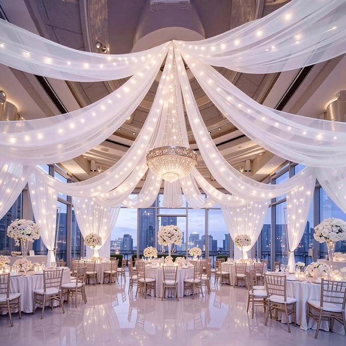6 Panels White Ceiling Curtains by Unknown