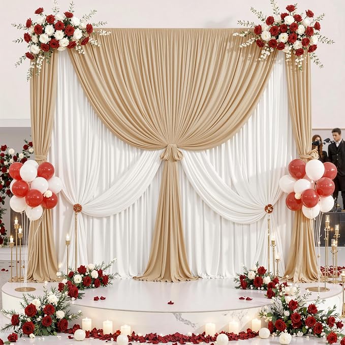 10 ft x 10 ft Wrinkle Free Champagne Backdrop Curtain - Image 9