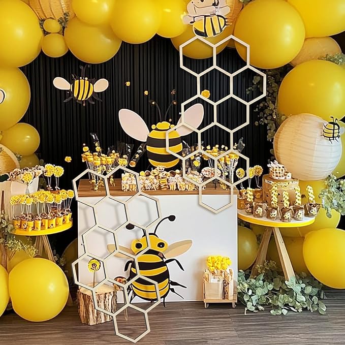 Silipull 2 Pcs 22 x 12 Inch Large Wood Honeycomb Decoration Honeycomb Wall - Image 4