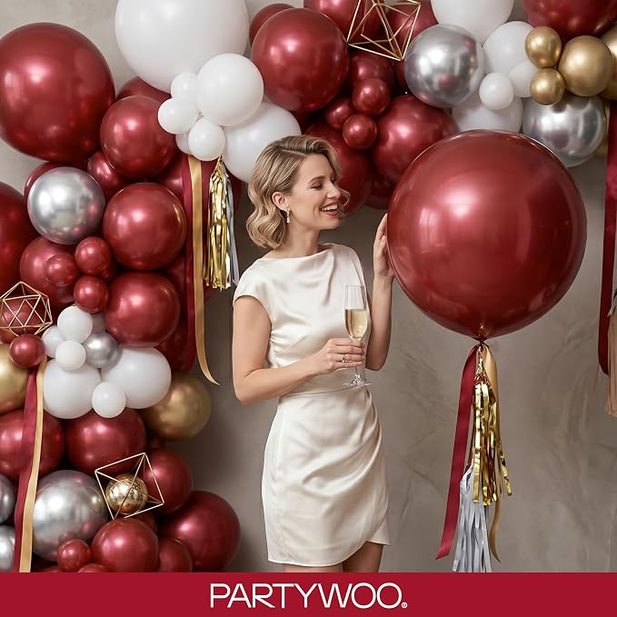 PartyWoo Burgundy Balloons 120pcs Dark Chestnut Red Maroon Color | 18 12 10 5 - Image 9
