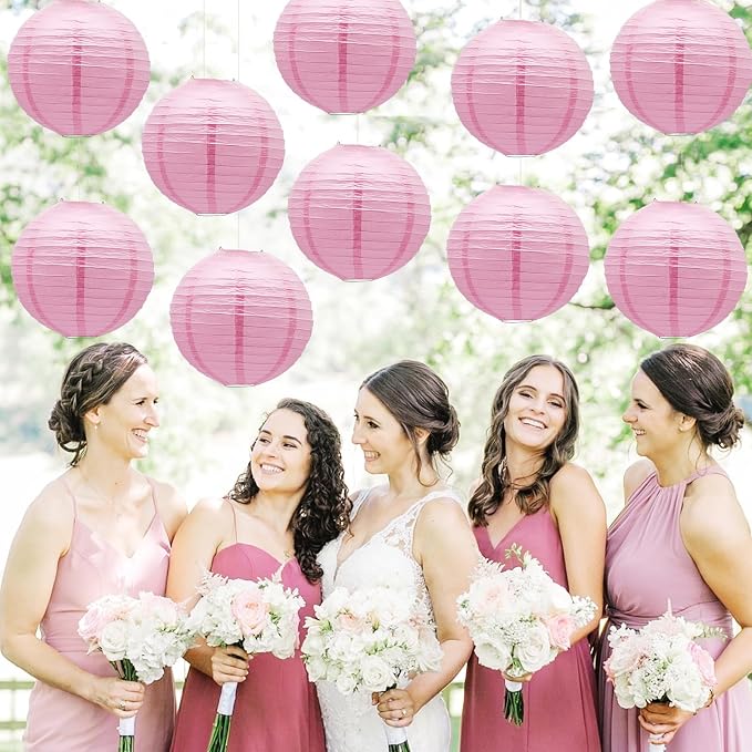 Pink Paper Lanterns Hanging Chinese Round Lanterns - Image 5