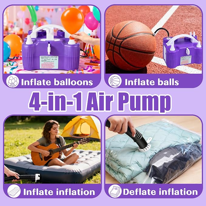 PCFING Balloon Pump Electric, 4-in-1 Air Pump Inflator Blower Machine - Image 3