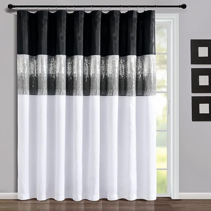 Lush Decor Night Sky Window Curtain Panel, Single 100"W x 84"L Black & White by LushDecor