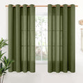 YoungsTex Olive Green Linen Curtains 63 Inch Length 2 Panels by YoungsTex