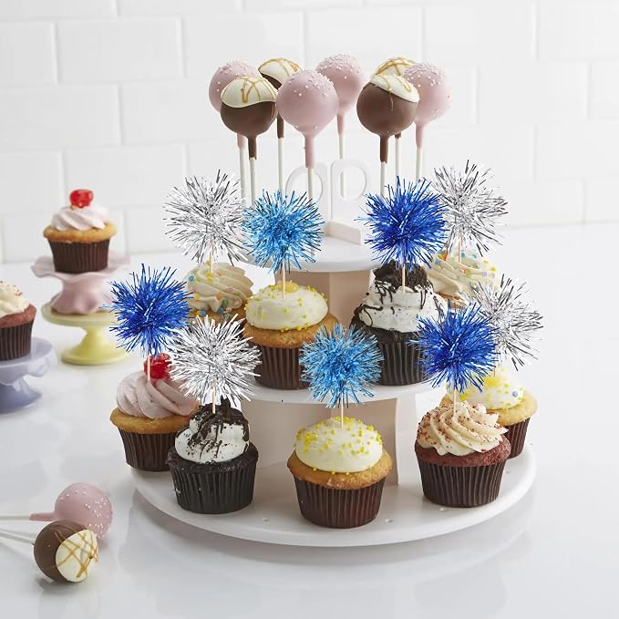 30 PCS Foil Firework Cupcake Toppers Sparkle Tinsel Cupcakae Picks Foil - Image 6
