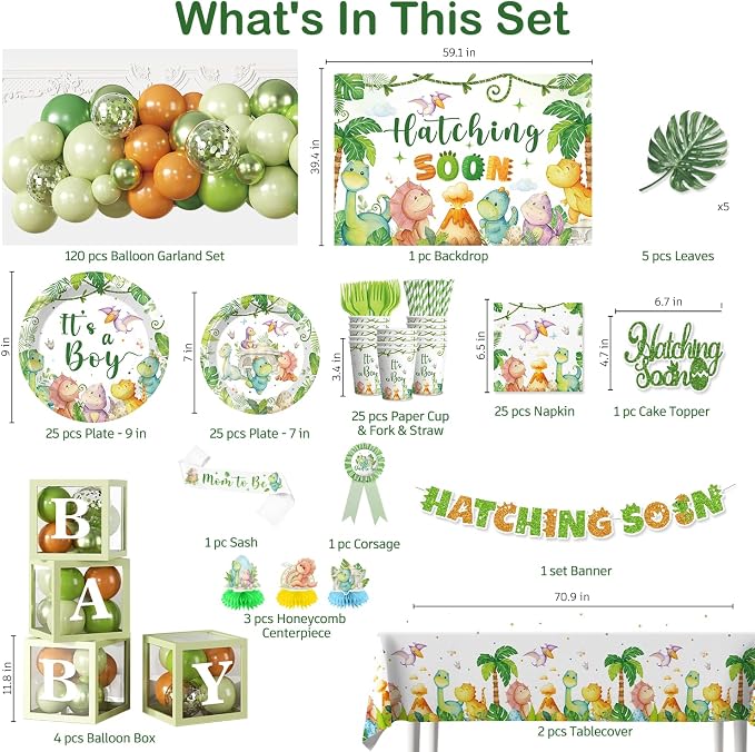 Cocomigo Dinosaur Baby Shower Decorations, All-in-One Set - Image 6
