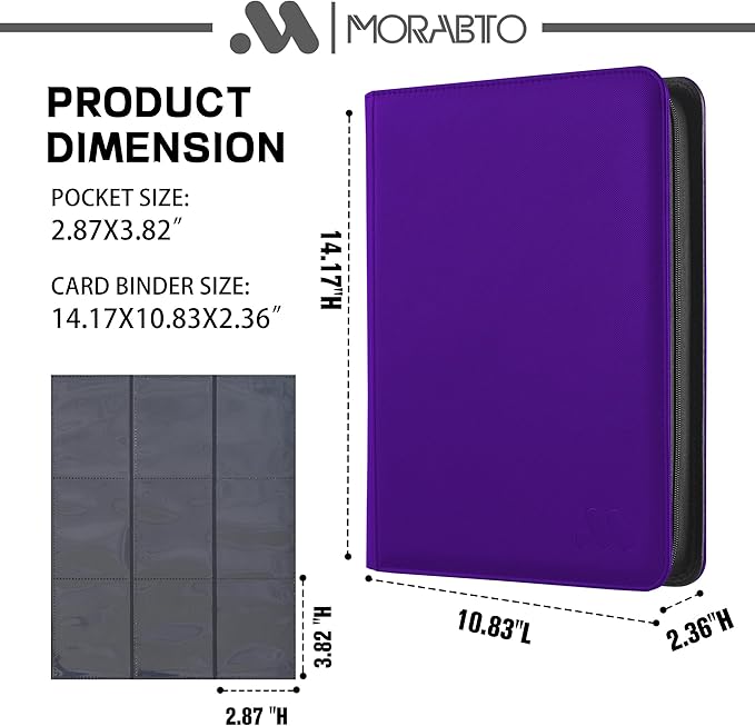 Card Binder 9 Pockets,Trading Card Binder Holds up to 864 Cards with 48 Sleeves,Zipper Card Holder Album Compatible with TCG Card/Game Cards/Sports Card