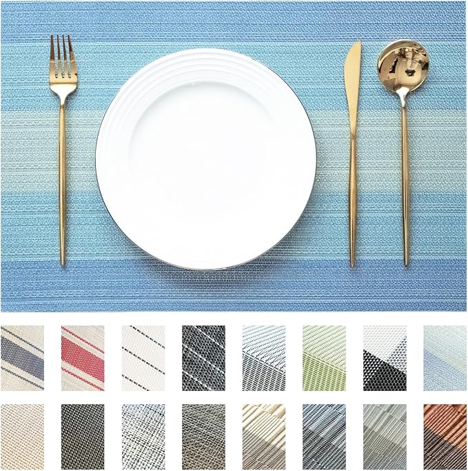 Placemats Set of 12 Vinyl/Plastic Woven Place Mats by Unknown