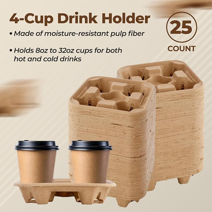 4 Cup Holders Drink Carrier 8-32 oz | 25 Cup Holder Tray Drink Carrier - Image 4