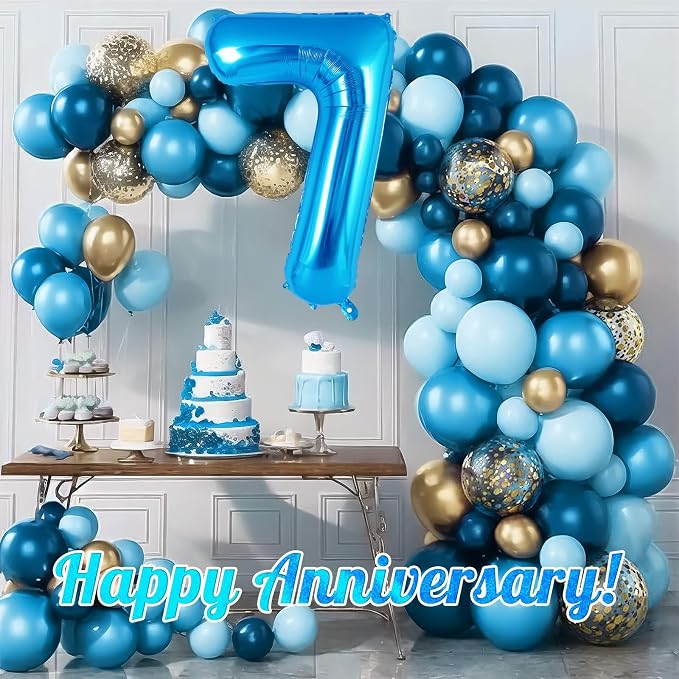 Blue Number 7 Balloon 40 Inch, Big Large Foil Helium Number Balloons, Jumbo - Image 6