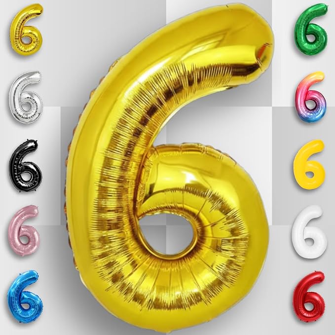 Gold Number Balloon 6 Mylar Foil Balloons 40 inch - Image 4