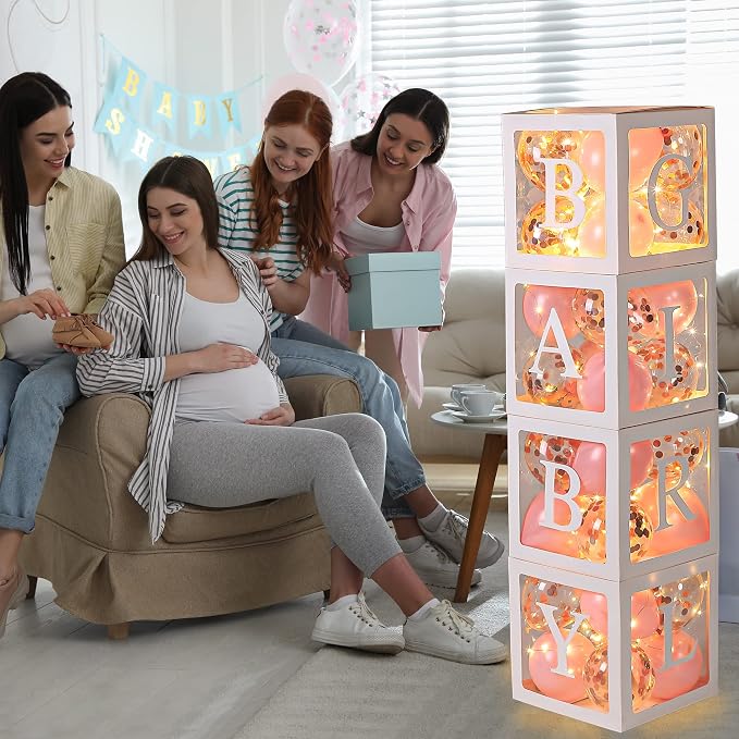 Baby Shower Balloon Box Decorations, 4 Pack Led Fairy String Lights and 40 Pcs - Image 7