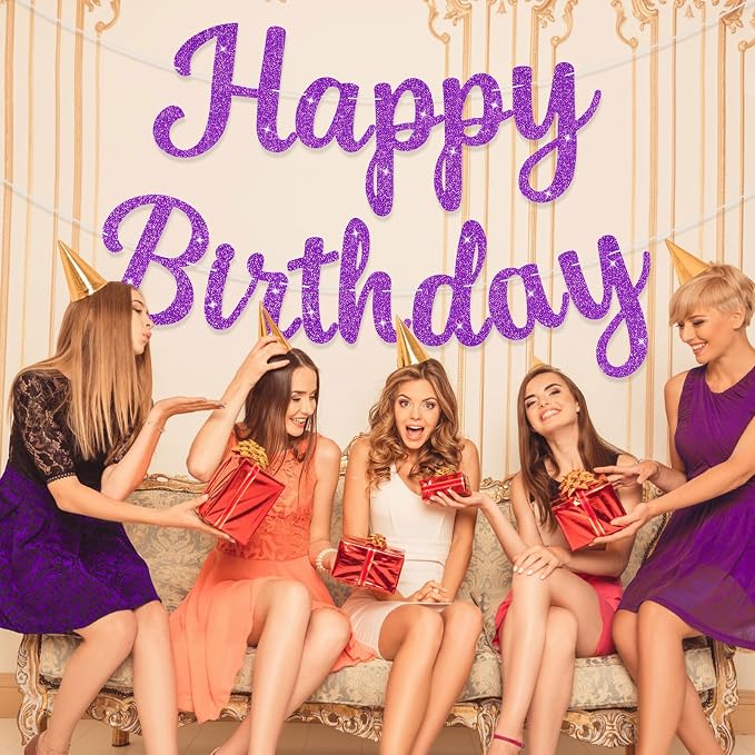 Glitter Happy Birthday Banner Sig Birthday Garland Wall Door Banners Flag - Image 4