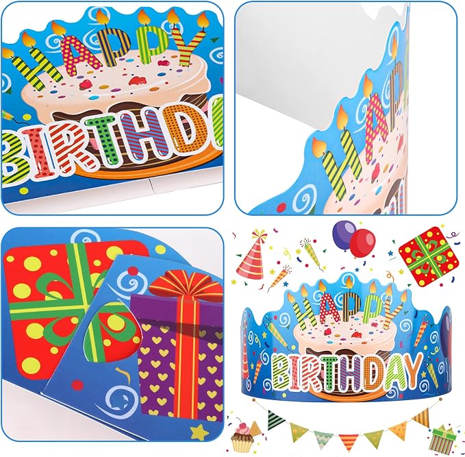 Hooqict 30 Pcs Birthday Crowns for Classroom Party Hats Birthday Hats for Kids - Image 4