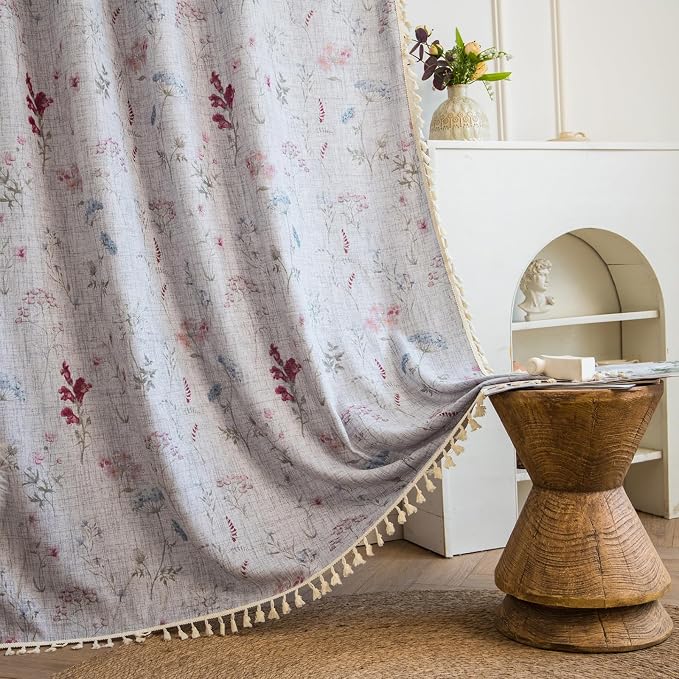 ENJOYBRIDAL Floral Curtains 84 Inch Long Semi Sheer Cute Drapes Light Filtering - Image 5