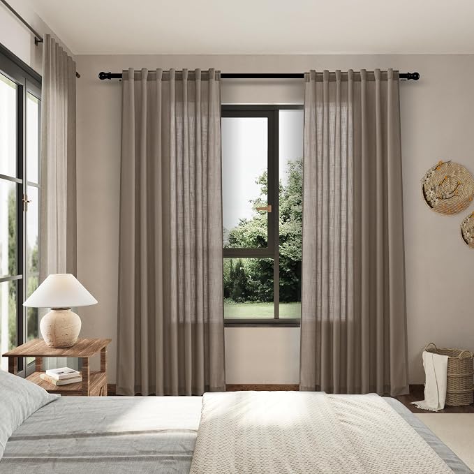 Dark Taupe Linen Curtains 84 Inches Long - Image 8