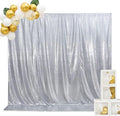 SquarePie Sequin Backdrop Curtain Not See Through Background for Wedding Party 7FT x 7FT Silver