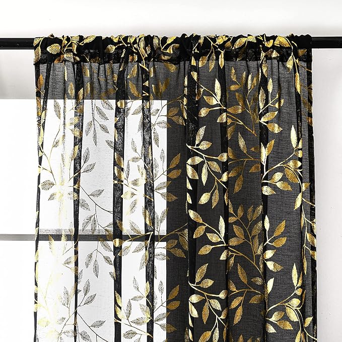 Sutuo Home Black Sheer Curtains 96 Inches Long 2 Panels Set, Privacy Window - Image 5