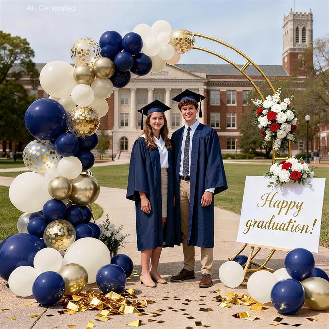 Navy Blue Gold White Sand Balloons Arch Kit, Party Decor. | Navy/Dark - Image 7