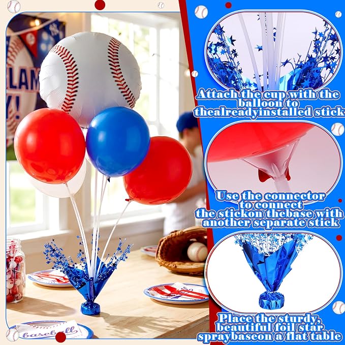 Civaner Baseball Party Balloons Stand Kit 6 Sets, and Red - Image 4