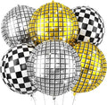 6pcs 22 Inch Gold Disco Ball Balloons by Paready