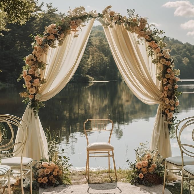 Wedding Arch Draping Fabric Backdrop Drapes 4 Panels, Champagne | 28.7"x20FT - Image 6