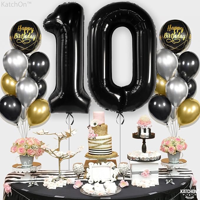 KatchOn Black number 10 balloon 40 Inch - Image 7
