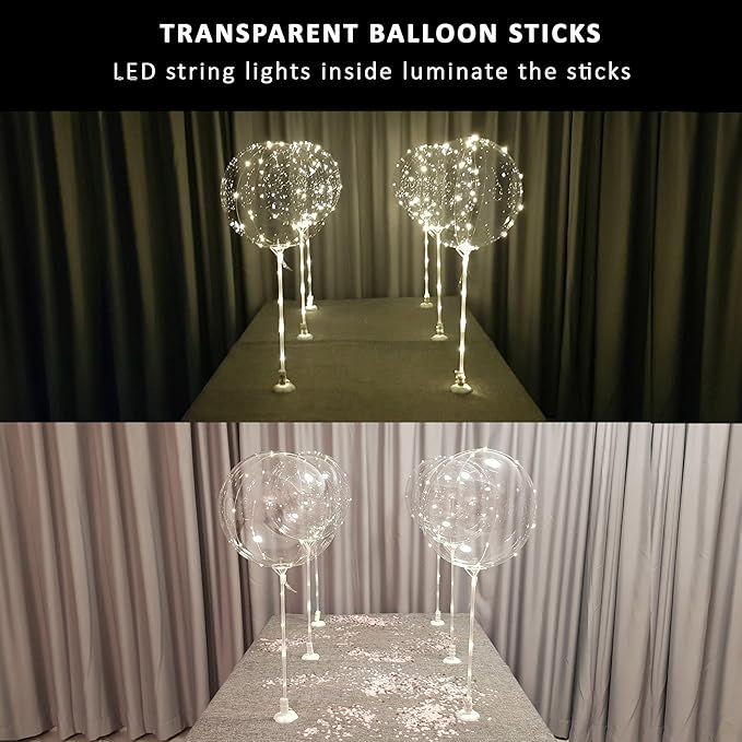 Clear Transparent Balloon Sticks and Stands 10pc set, reusable balloon sticks - Image 4