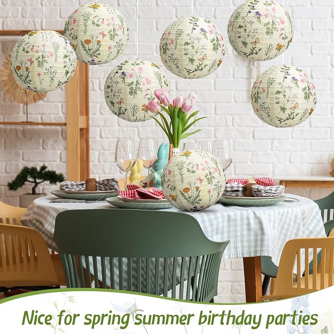 Honoson 12 Pcs Wildflower Paper Lanterns Spring Floral Wildflower Party - Image 5