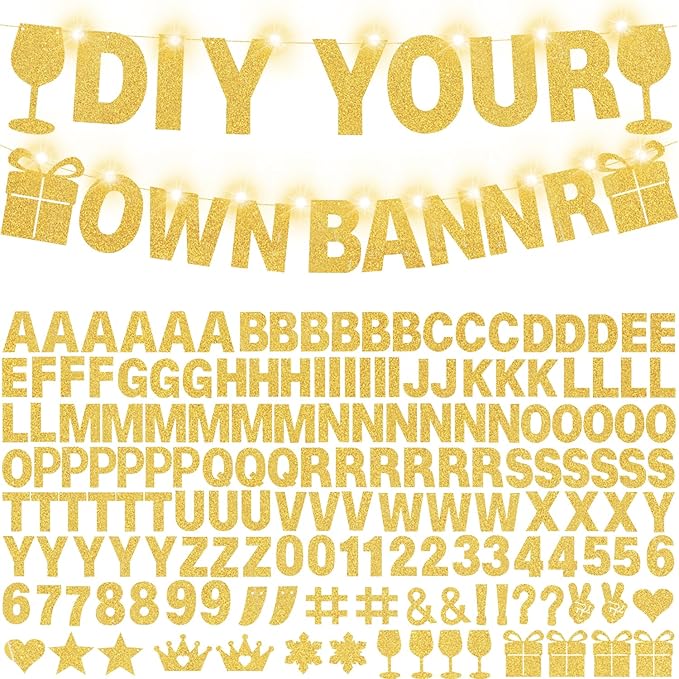 175Pcs DIY Glitter Customizable Banner Kit Custom Banner Happy Birthday by WELITTCON