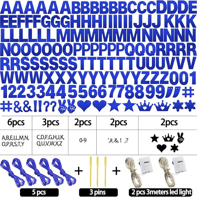 167Pcs DIY Glitter Customizable Banner Kit Happy Birthday Letter Hanukkah - Image 3