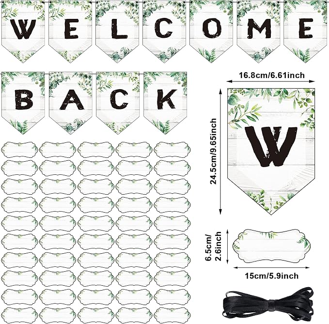 Welcome Back Banner for Classroom Decorations, Eucalyptus Welcome Bulletin - Image 2