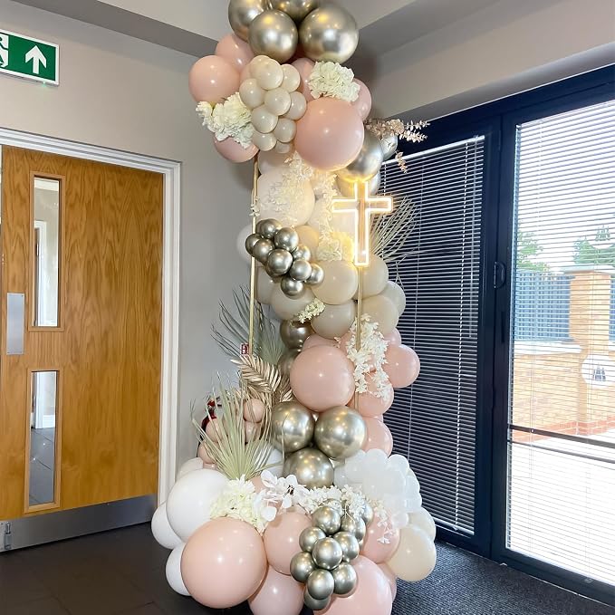 HILAVO Pink and Gold Balloons 12 Inch Pastel Light Baby Pink Double Stuffed - Image 7