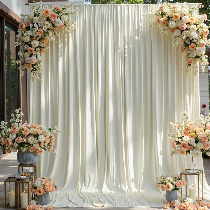 20×12ft Wrinkle Free Ivory Backdrop Curtain - Image 5