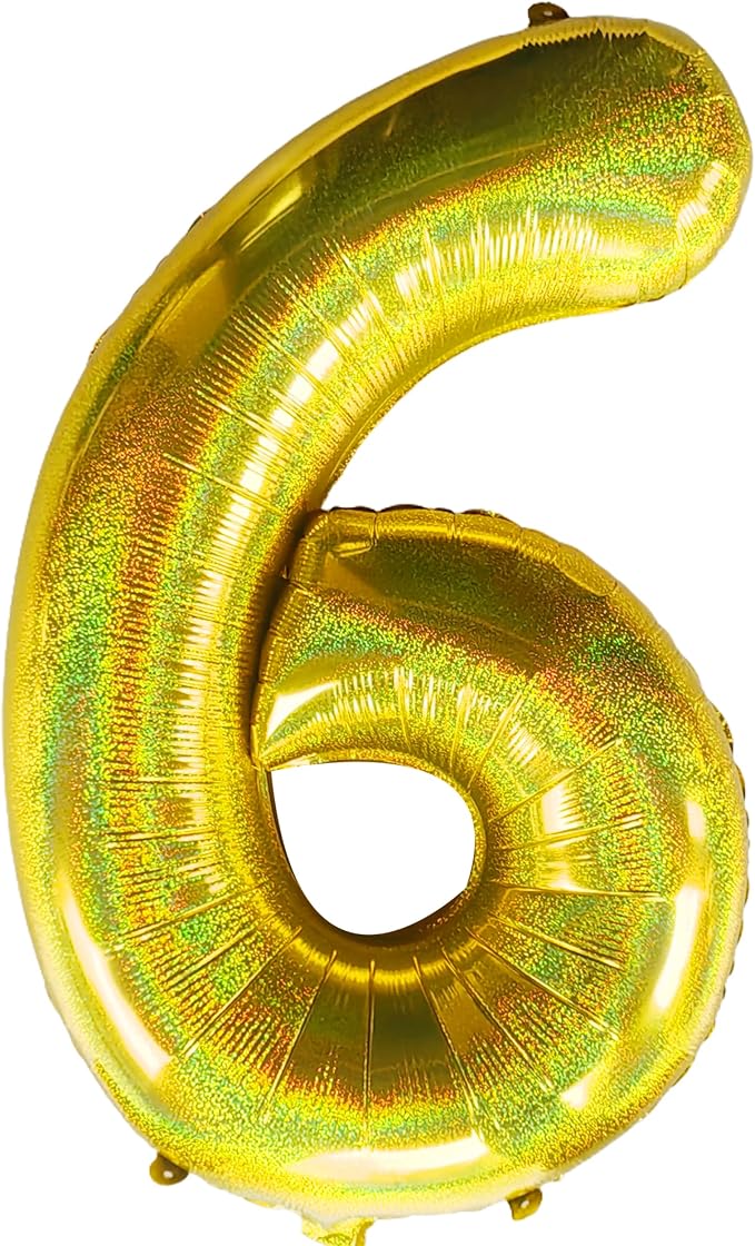 Jonhamwelbor 40 Inch Laser Gold Number 6 Balloon Foil Mylar Giant Balloon by Jonhamwelbor