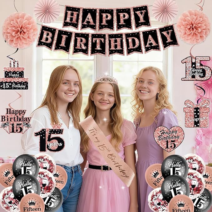 51Pcs 15th Birthday Decorations - Image 7
