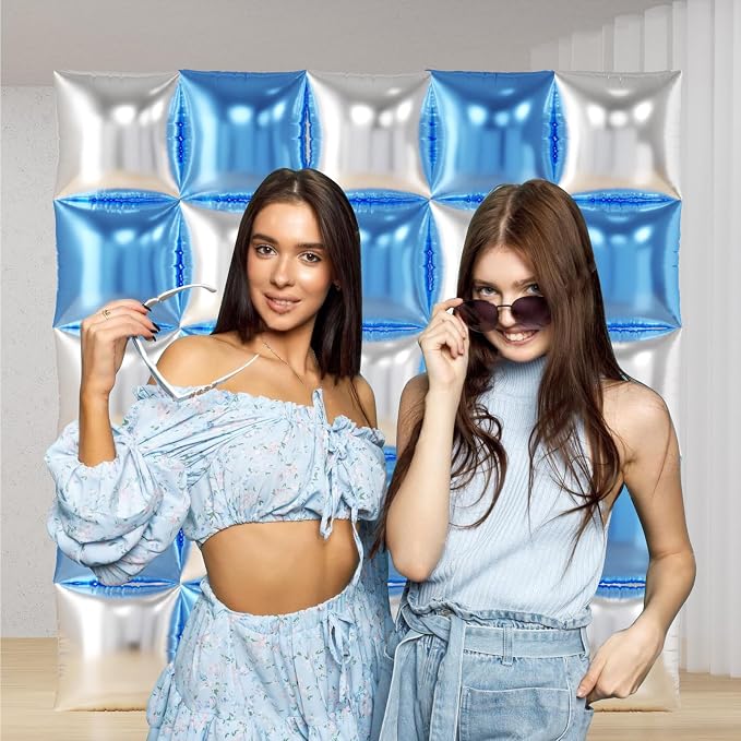 Blue and Silver Balloons Wall Tunnel Backdrop Double Sided Blue Silver Balloon - Image 6