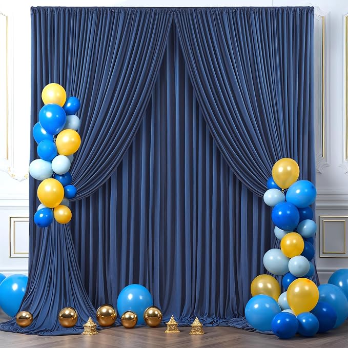 8 Panels Navy Blue Backdrop Curtains - Image 8