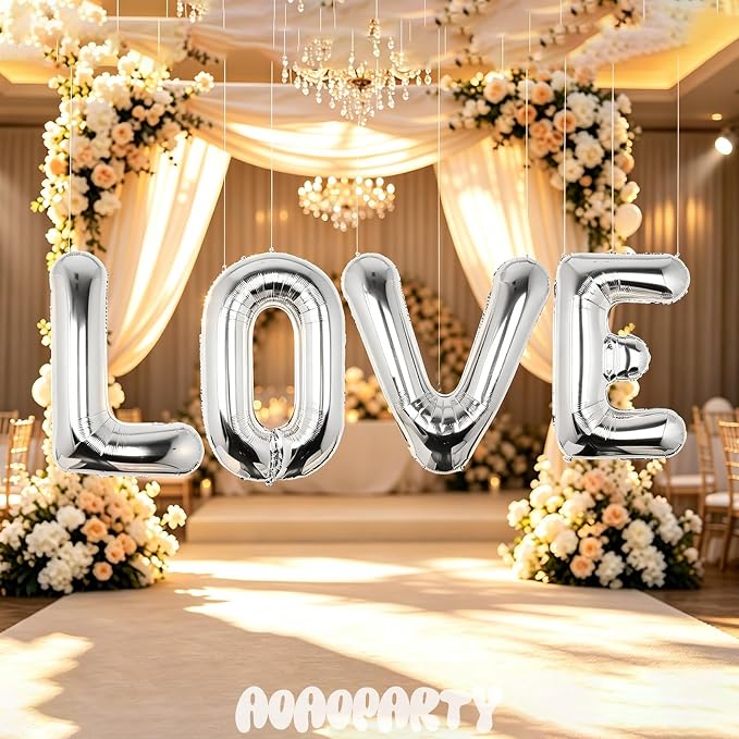 Letter Balloons Silver 40 Inch O Large Big Foil Mylar Balloon | - Image 5