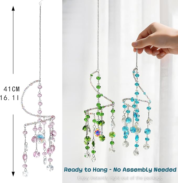 3 Pcs Crystal Suncatchers Wind Chimes, Spiral Sun Catchers Indoor Window | - Image 5
