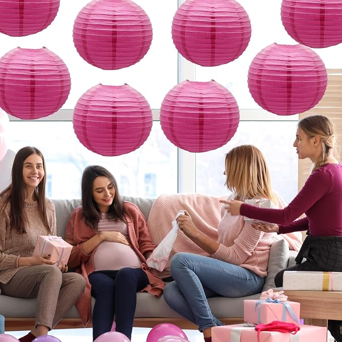 Hot Pink Paper Lanterns Round Shape Lanterns - Image 4