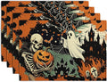 Halloween Skeleton Ghost Placemats Set of 4 12x18 Inch Spooky Pumpkin Bat Table by Wnoesat