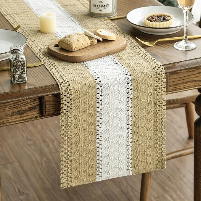 Artoid Mode Burlap Brown Farmhouse Woven Table Runner 12x72 Inch | Seasonal by ArtoidMode